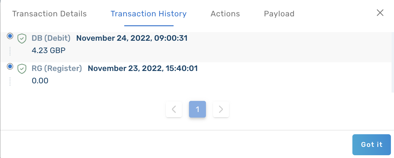 Example Transaction History